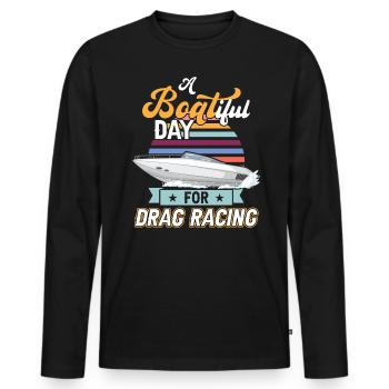 Une journée bateau pour les courses de dragsters - Drag Boat Racing - T-shirt manches longues Premium bio Homme - noir - Devant - Nico (187cm)