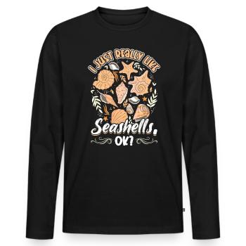 J’aime beaucoup les moules - T-shirt manches longues Premium bio Homme - noir - Devant - Nico (187cm)
