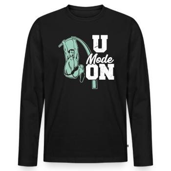 Mode U activé – Saut à la perche - T-shirt manches longues Premium bio Homme - noir - Devant - Nico (187cm)