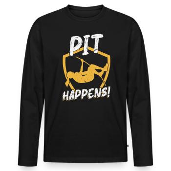 Pit Happens - Polsprung - Männer Premium Bio Langarmshirt - Schwarz - Vorne - Nico (187cm)