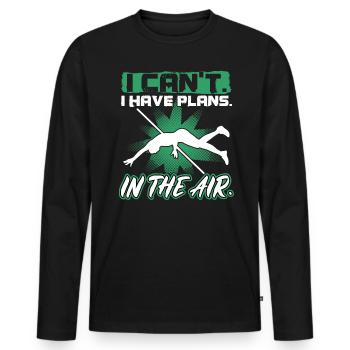 Ich Kann Nicht. Ich Habe Pläne. In Der Luft. - Männer Premium Bio Langarmshirt - Schwarz - Vorne - Nico (187cm)