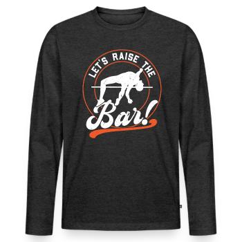 Plaçons la barre plus haut - T-shirt manches longues Premium bio Homme - anthracite chiné - Devant - Nico (187cm)