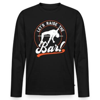Lassen Sie Uns Die Messlatte Höher Legen - Männer Premium Bio Langarmshirt - Schwarz - Vorne - Nico (187cm)