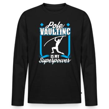 Stabhochsprung Ist Meine Superkraft - Stabspringen - Männer Premium Bio Langarmshirt - Schwarz - Vorne - Nico (187cm)