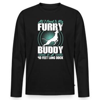 Mon copain à fourrure et un quai de 40 pieds - T-shirt manches longues Premium bio Homme - noir - Devant - Nico (187cm)