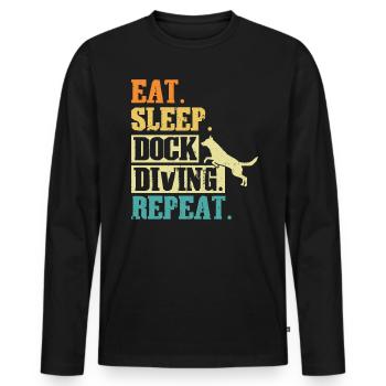 Manger. Dormir. Plongée à quai. Réessayez. - T-shirt manches longues Premium bio Homme - noir - Devant - Nico (187cm)