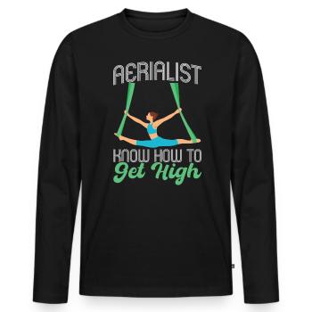 I Know How To Get High - Aerialist - Männer Premium Bio Langarmshirt - Schwarz - Vorne - Nico (187cm)