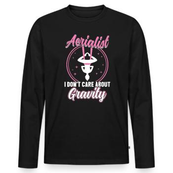Je ne me soucie pas de la gravité - Aerialist - T-shirt manches longues Premium bio Homme - noir - Devant - Nico (187cm)