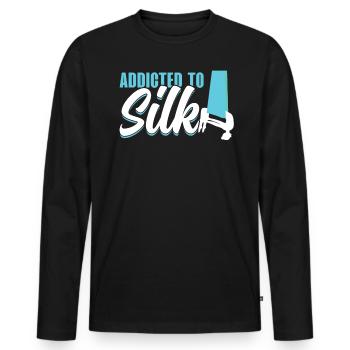 Addicted To Silk - Aerialist - Männer Premium Bio Langarmshirt - Schwarz - Vorne - Nico (187cm)
