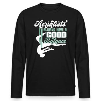 Aerialists Always Have Good Balance - Aerial Silk - Men's Premium Organic Long Sleeve Shirt - black - Front - Nico (187cm)