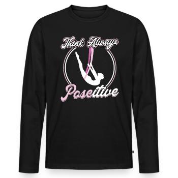 Think Always POSEitive - Aerialist - Men's Premium Organic Long Sleeve Shirt - black - Front - Nico (187cm)