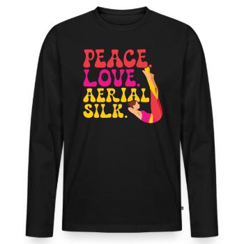Peace. Love. Aerial Silk. - Aerialist - Men's Premium Organic Long Sleeve Shirt - black - Front - Nico (187cm)