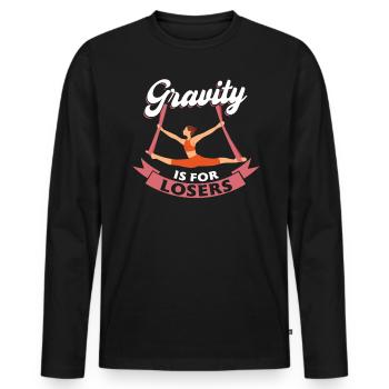 Gravity Is For Losers - Aerialist - Men's Premium Organic Long Sleeve Shirt - black - Front - Nico (187cm)