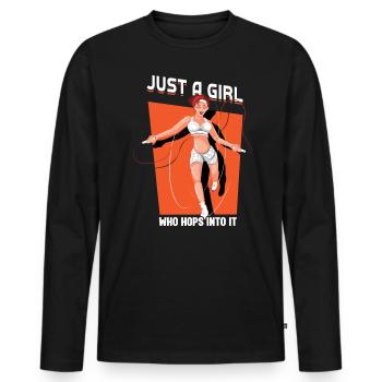 Just A Girl Who Hops Into It - Jump Rope - Männer Premium Bio Langarmshirt - Schwarz - Vorne - Nico (187cm)