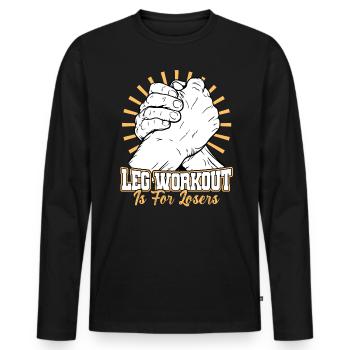 L’entraînement des jambes est pour les perdants - Bras de fer - T-shirt manches longues Premium bio Homme - noir - Devant - Nico (187cm)