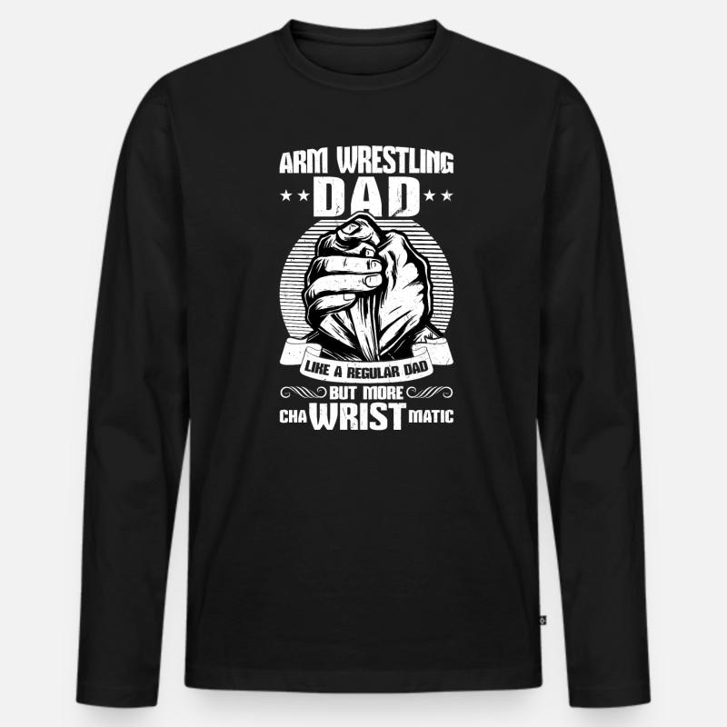 Arm Wrestling Dad - Männer Premium Bio Langarmshirt - Schwarz