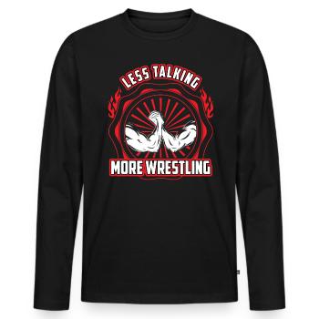 Less Talking - More Arm Wrestling - Men's Premium Organic Long Sleeve Shirt - black - Front - Nico (187cm)