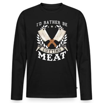 Je préfère couper de la viande - T-shirt manches longues Premium bio Homme - noir - Devant - Nico (187cm)