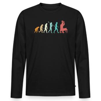 Evolution Of A Butcher And Meat Cutter - Men's Premium Organic Long Sleeve Shirt - black - Front - Nico (187cm)