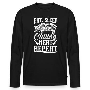 Eat. Sleep. Cutting Meat. Repeat. - Men's Premium Organic Long Sleeve Shirt - black - Front - Nico (187cm)