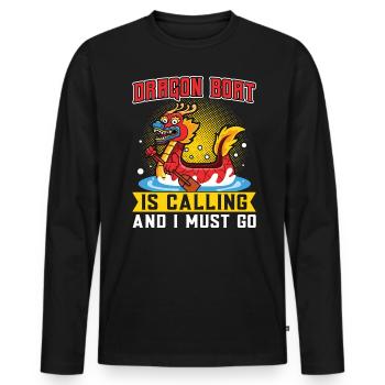 Le bateau-dragon appelle et je dois y aller - T-shirt manches longues Premium bio Homme - noir - Devant - Nico (187cm)