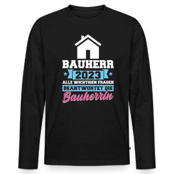 Client 2023 Quote topping-out ceremony dream house - Men's Premium Organic Long Sleeve Shirt - black - Front - Nico (187cm)