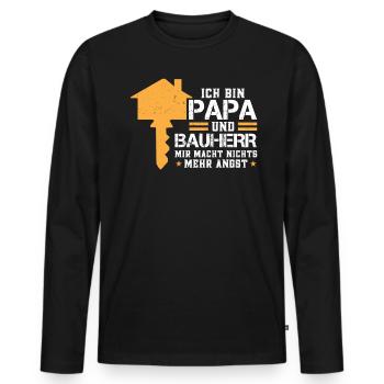 Papa und Bauherr 2023 Spruch Richtfest Traumhaus - Männer Premium Bio Langarmshirt - Schwarz - Vorne - Nico (187cm)