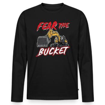 Fear The Bucket - Excavator Operator - Männer Premium Bio Langarmshirt - Schwarz - Vorne - Nico (187cm)
