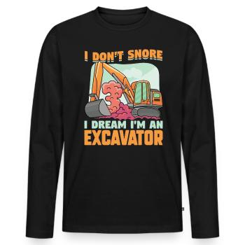 I Don't Snore - I Dream I'm An Excavator - Männer Premium Bio Langarmshirt - Schwarz - Vorne - Nico (187cm)