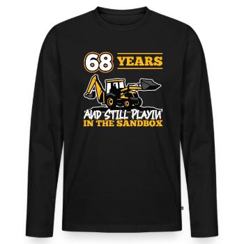 68 years - 68 years old - 68th birthday - excavator - Men's Premium Organic Long Sleeve Shirt - black - Front - Nico (187cm)