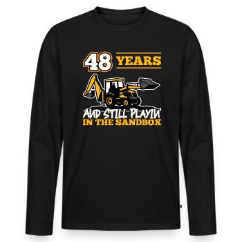 48 Jahre - 48 Jahre Alt - 48. Geburtstag - Bagger - Männer Premium Bio Langarmshirt - Schwarz - Vorne - Nico (187cm)