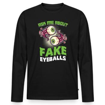 Posez-moi des questions sur les faux globes oculaires - Taxidermie - T-shirt manches longues Premium bio Homme - noir - Devant - Nico (187cm)