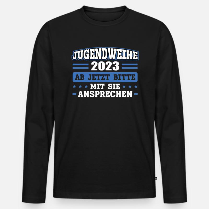 Jugendweihe 2023 Mädchen Junge - Männer Premium Bio Langarmshirt - Schwarz