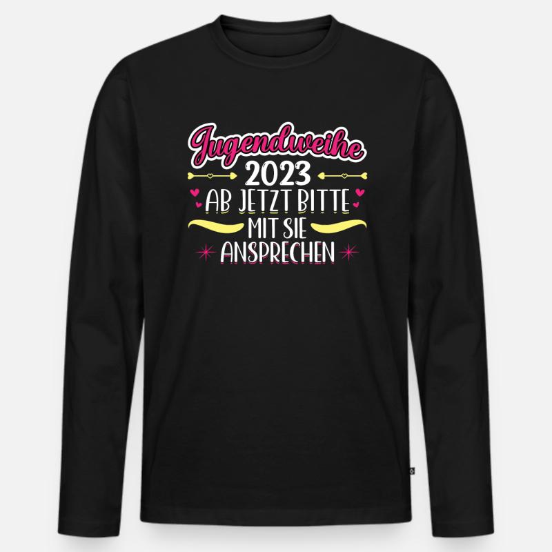 Jugendweihe 2023 Mädchen Junge - Männer Premium Bio Langarmshirt - Schwarz