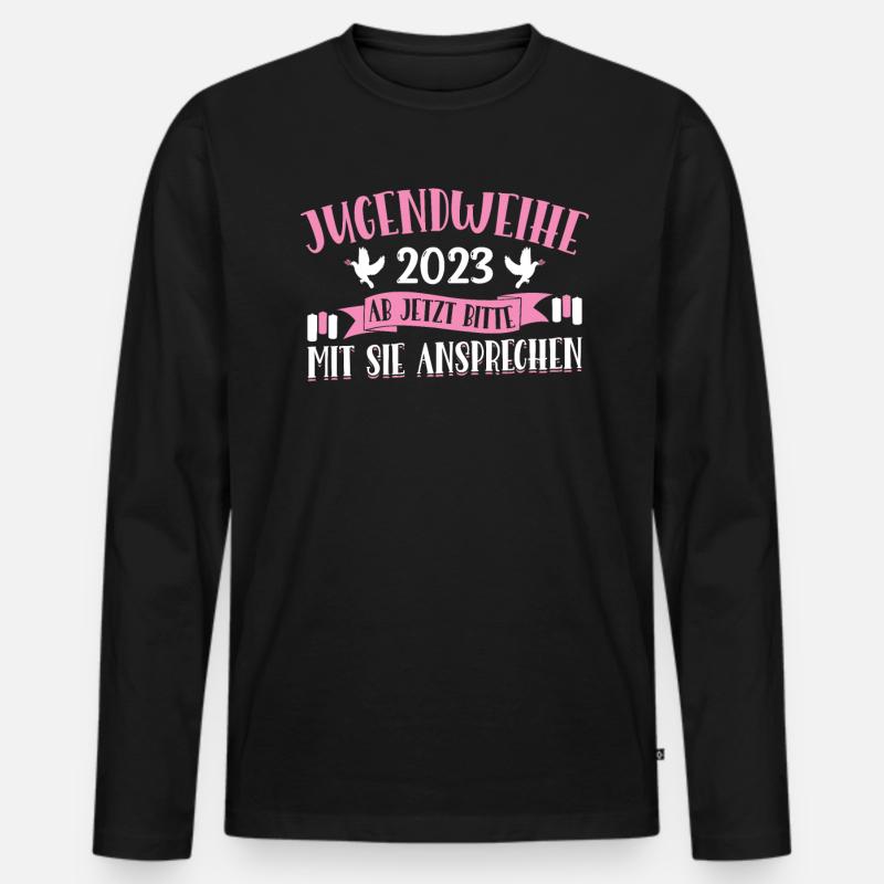Jugendweihe 2023 Mädchen Junge - Männer Premium Bio Langarmshirt - Schwarz