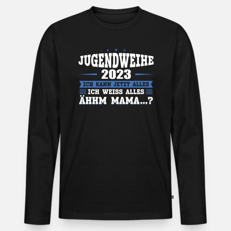 Jugendweihe 2023 Mädchen Junge - Männer Premium Bio Langarmshirt - Schwarz