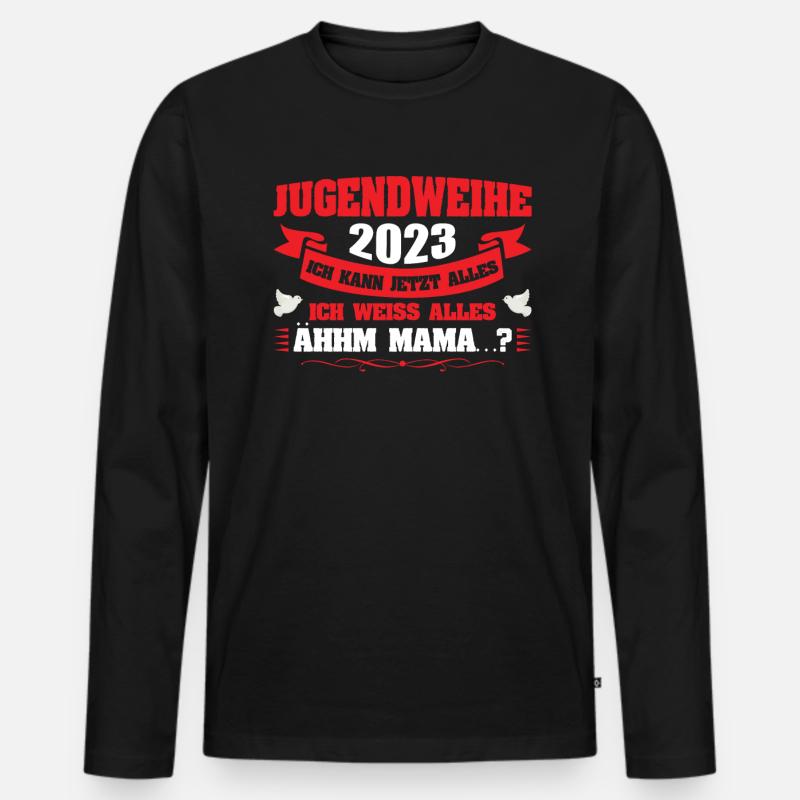 Jugendweihe 2023 Mädchen Junge - Männer Premium Bio Langarmshirt - Schwarz
