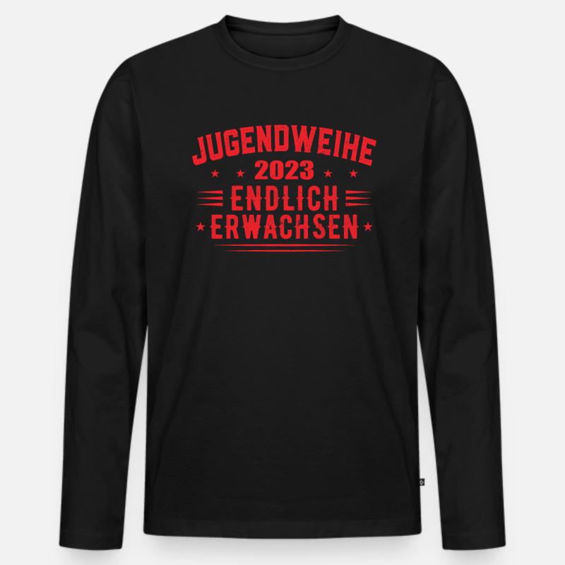 Jugendweihe 2023 Mädchen Junge - Männer Premium Bio Langarmshirt - Schwarz