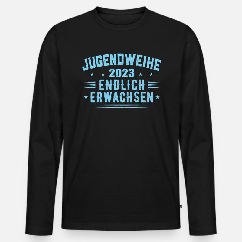 Jugendweihe 2023 Mädchen Junge - Männer Premium Bio Langarmshirt - Schwarz