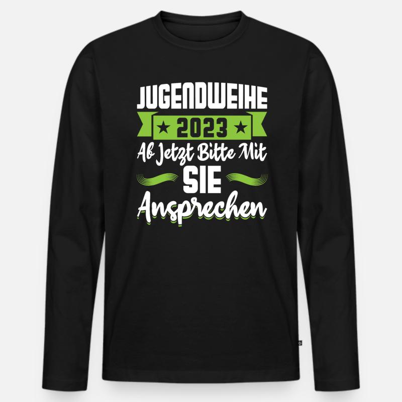 Jugendweihe 2023 Mädchen Junge - Männer Premium Bio Langarmshirt - Schwarz