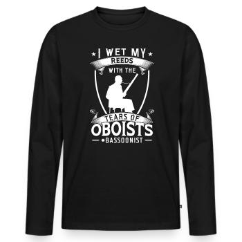 I Wet My Reeds With The Tears Of Oboists - Bassoon - Men's Premium Organic Long Sleeve Shirt - black - Front - Nico (187cm)