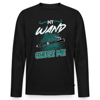 My Wand Chose Me - Bassoon - Men's Premium Organic Long Sleeve Shirt - black - Front - Nico (187cm)