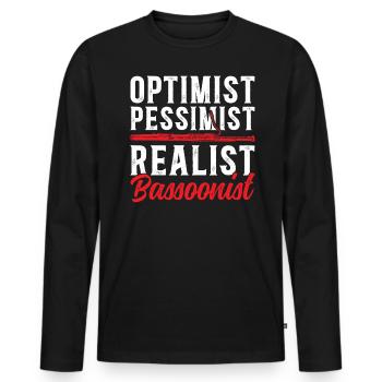 Optimist - Pessimist - Realist - Bassoonist - Männer Premium Bio Langarmshirt - Schwarz - Vorne - Nico (187cm)