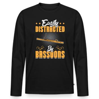 Easily Distracted By Bassoons - Men's Premium Organic Long Sleeve Shirt - black - Front - Nico (187cm)