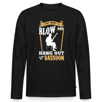 Je veux juste souffler et traîner avec mon basson - T-shirt manches longues Premium bio Homme - noir - Devant - Nico (187cm)
