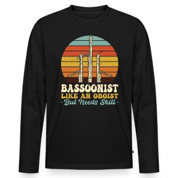 Bassoniste - Comme un hautboïste mais a besoin d’habileté - T-shirt manches longues Premium bio Homme - noir - Devant - Nico (187cm)