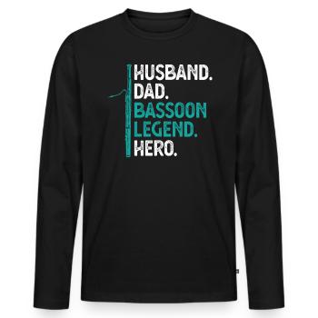 Husband. Dad. Basson Legend. Hero. - Men's Premium Organic Long Sleeve Shirt - black - Front - Nico (187cm)