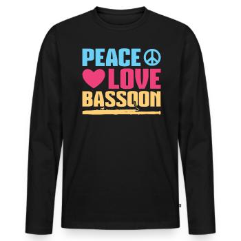 Peace - Love - Bassoon - Männer Premium Bio Langarmshirt - Schwarz - Vorne - Nico (187cm)