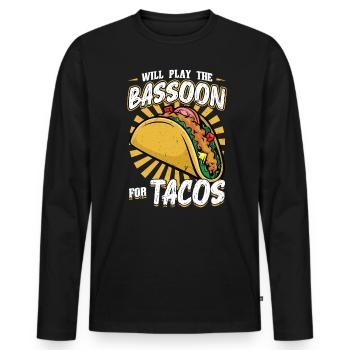 Will Play The Bassoon For Tacos - Men's Premium Organic Long Sleeve Shirt - black - Front - Nico (187cm)