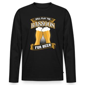 Will Play The Bassoon For Beer - Männer Premium Bio Langarmshirt - Schwarz - Vorne - Nico (187cm)